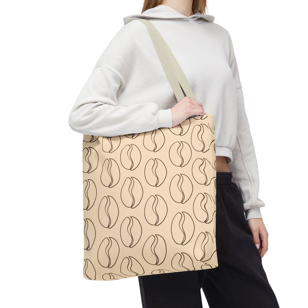 Minimalist Coffee Bean Tote Bag -Coffee Lover's Tote Bag in Cream
