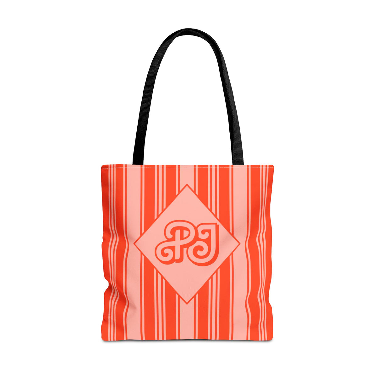 Personalizable Striped Vermillion Tote Bag – Vibrant Vertical Stripe Beach and Market Tote