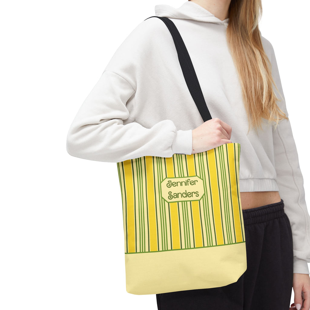 Personalizable Yellow and Green Striped Tote – Bright Summer Market Bag