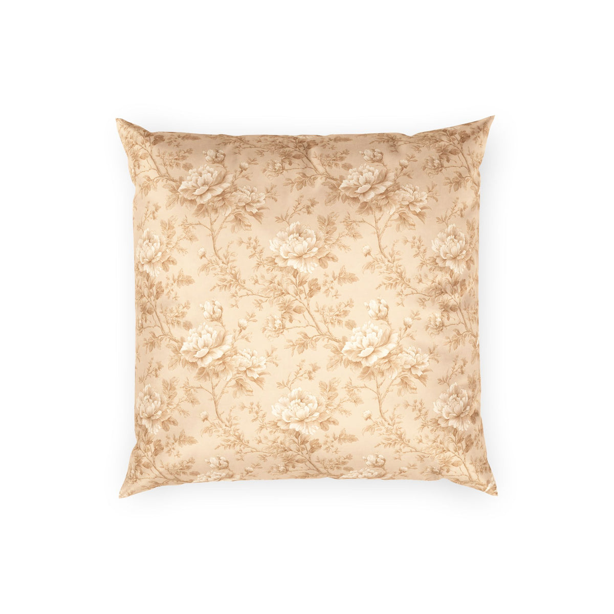 Vintage Velvet Throw Pillow - Sepia Toile Floral Accent Pillow