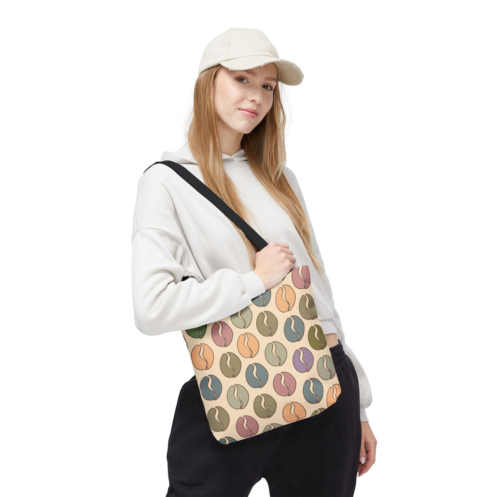 Colorful Coffee Tote Bag - Coffee Lover's Bean Bag in Cream