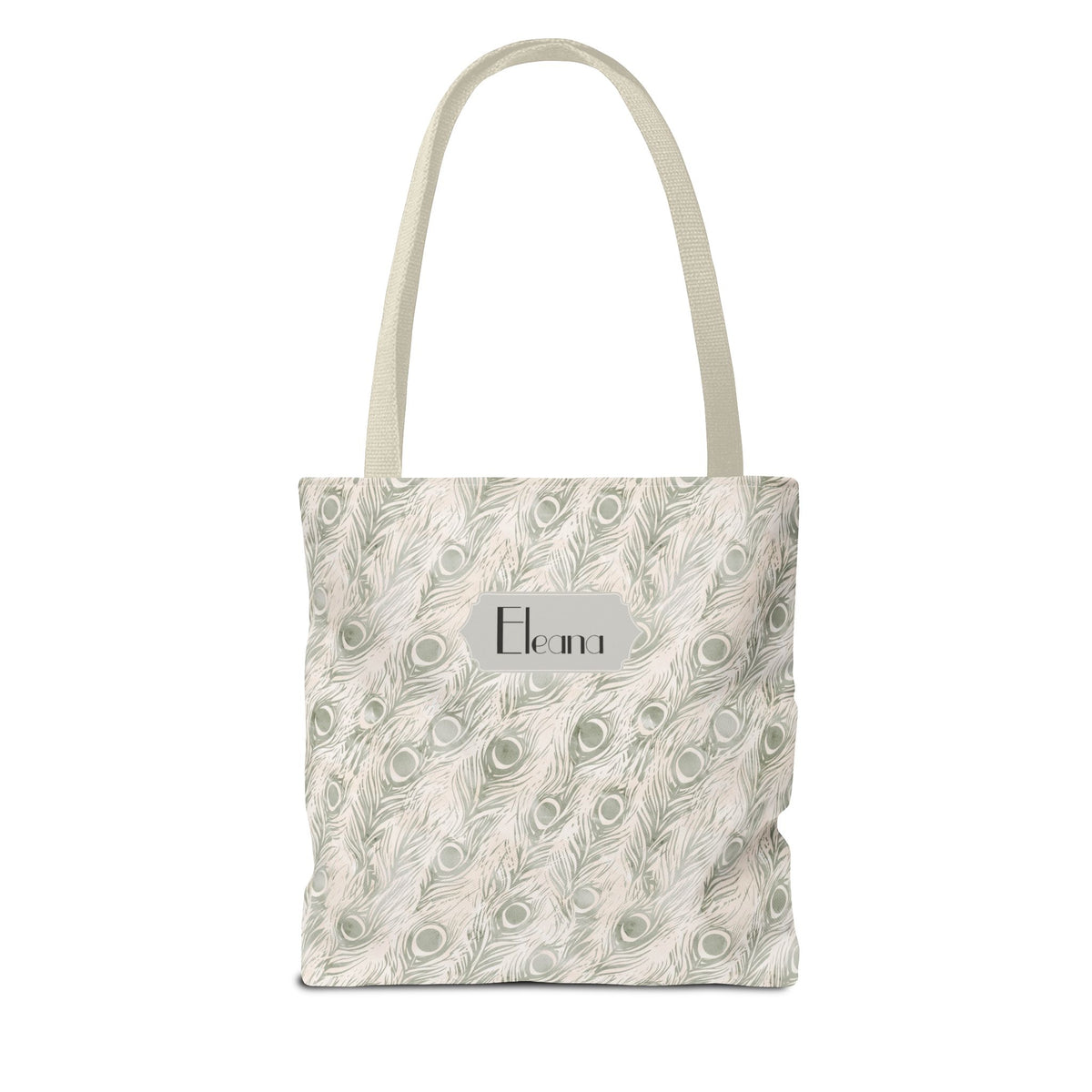 Personalizable Tote - Elegant Grey Peacock Feather Pattern Bag