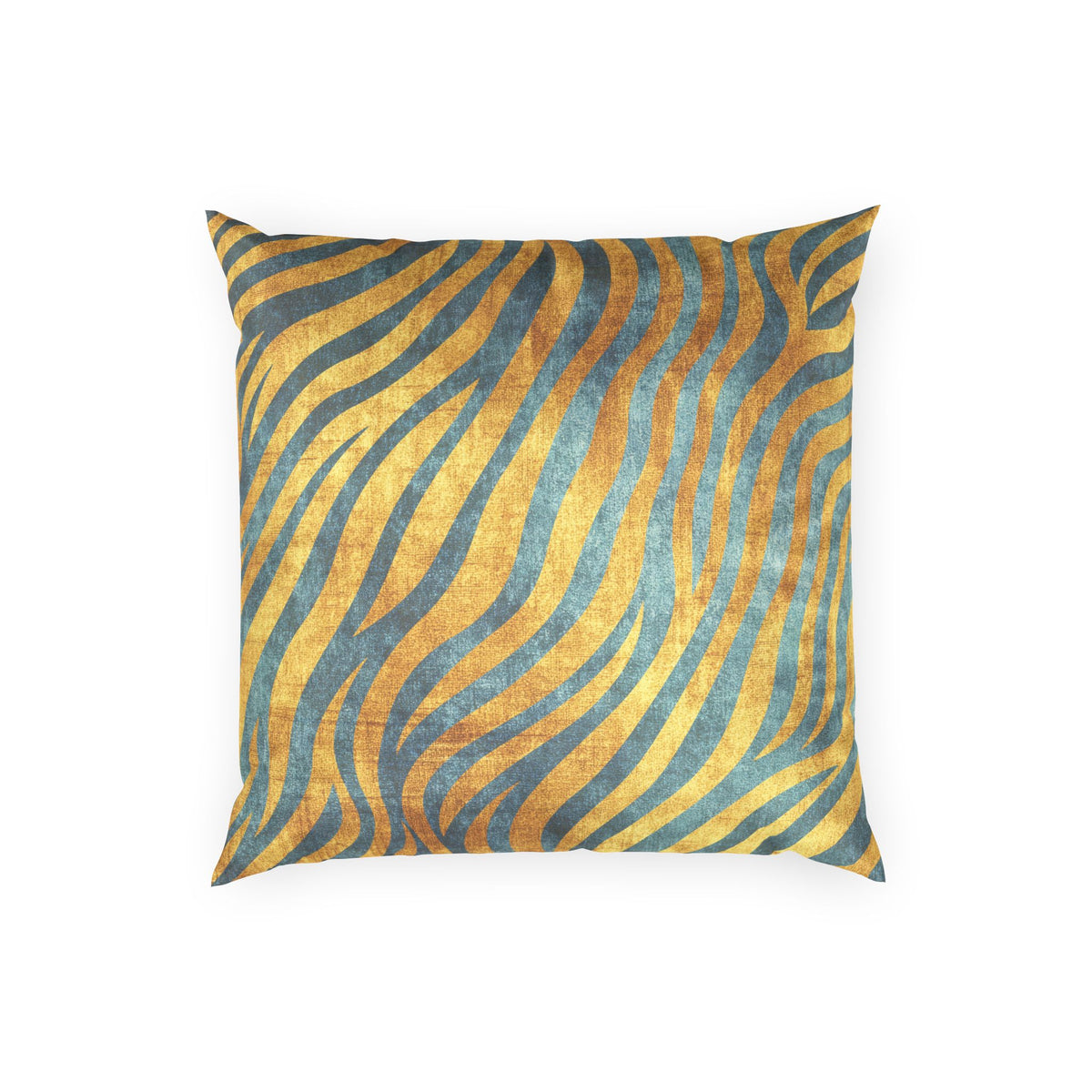 Zebra Velvet Pillow - Gold and Teal Striped Throw Pillow