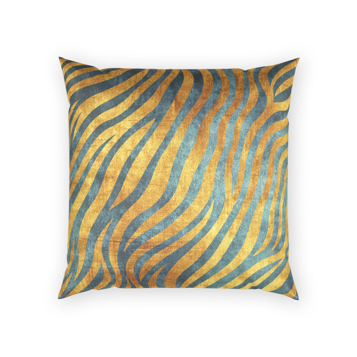 Zebra Velvet Pillow - Gold and Teal Striped Throw Pillow