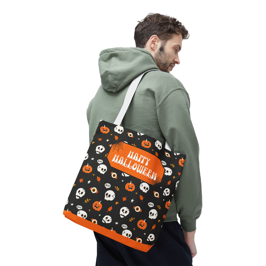 Halloween Pumpkin and Skulls Personalizable Trick-or-Treat Candy Bag