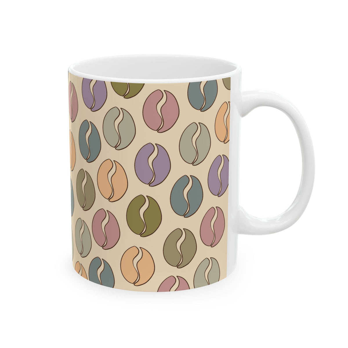 Colorful Vibes Coffee Bean Mug in Cream