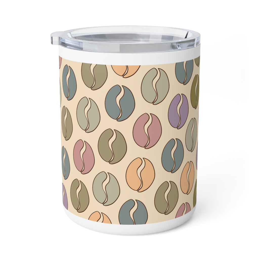 Colorful Coffee Bean Vibes Insulated Mug in Cream