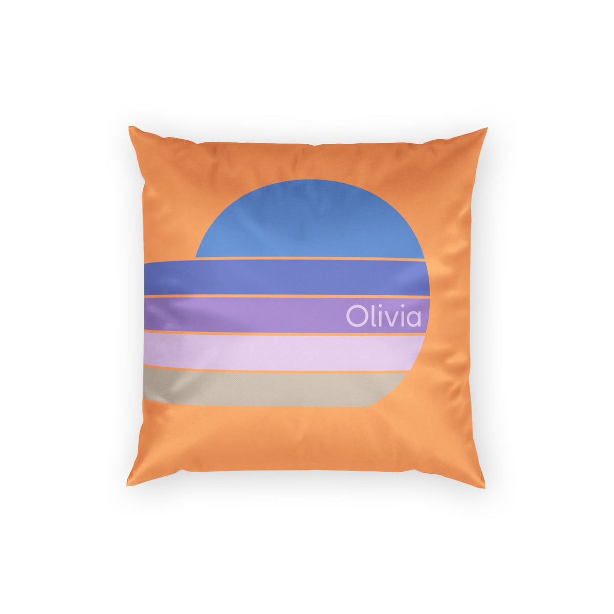 Striped Minimalist Sunrise Pillow - Personalizable Early 80's Blue and Purple Retro Velvet Pillow