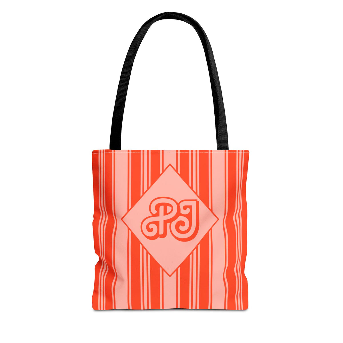 Personalizable Striped Vermillion Tote Bag – Vibrant Vertical Stripe Beach and Market Tote
