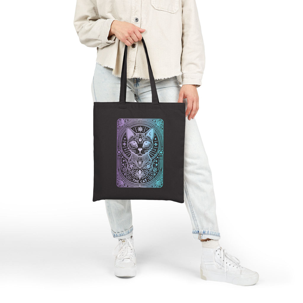 Cat Tarot Tote Bag - Pastel Mystic Cat Canvas Tote