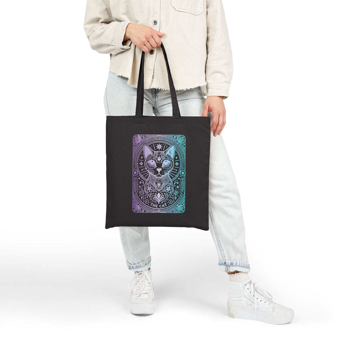 Cat Tarot Tote Bag - Pastel Mystic Cat Canvas Tote