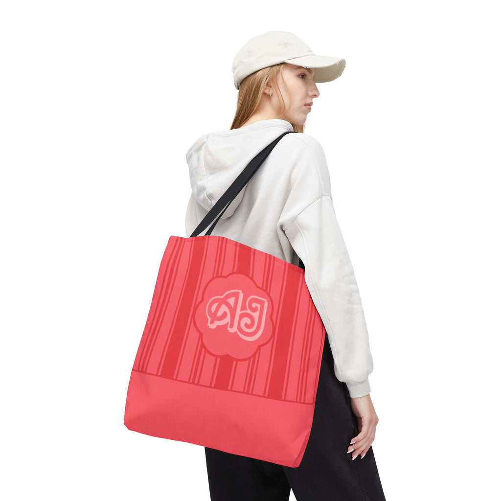 Monogram Pink Striped Tote Bag —Personalizable Market Tote