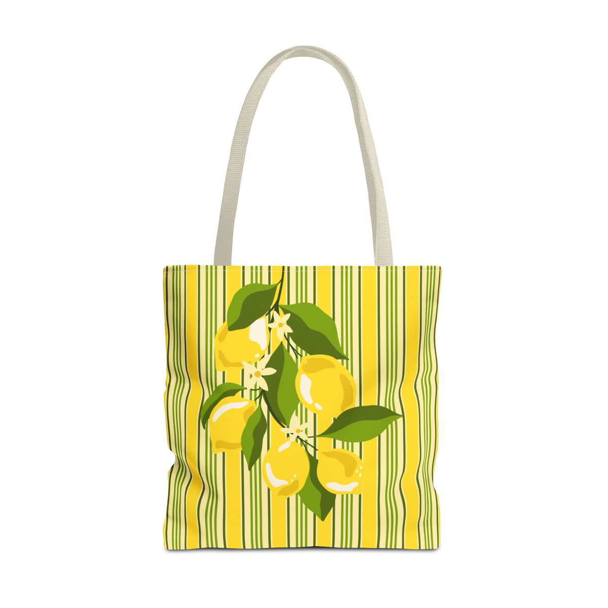 Lemon Stripe Tote Bag - Bright Citrus Summer Market Bag