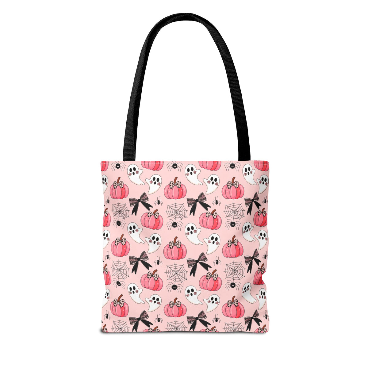 Coquette Pumpkin Halloween Tote Bag - Cute Ghosts and Bows Carryall