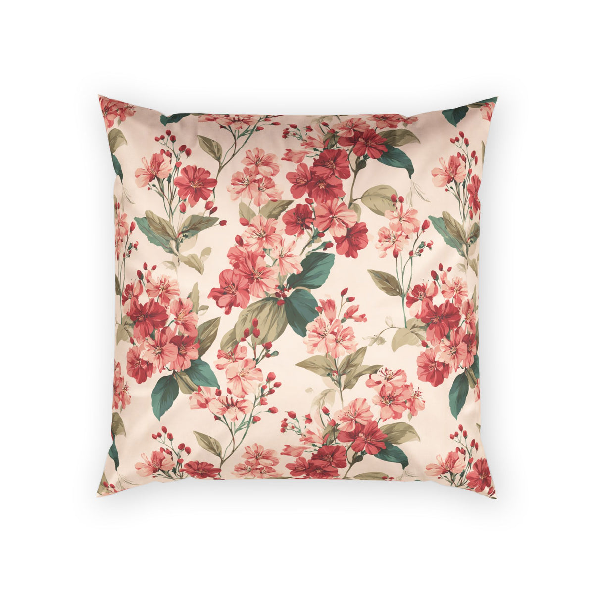 Velvet Floral Throw Pillow - Hibiscus on Pink Decorative Pillow