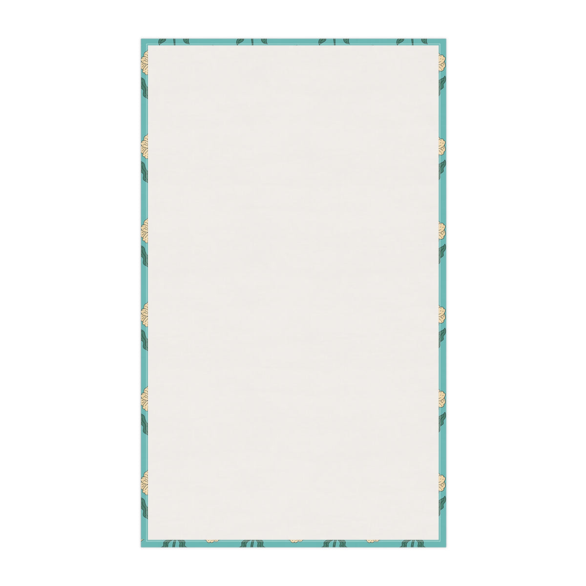 Retro Floral Tea Towel - Hand Drawn Daisies on Teal Kitchen Towel