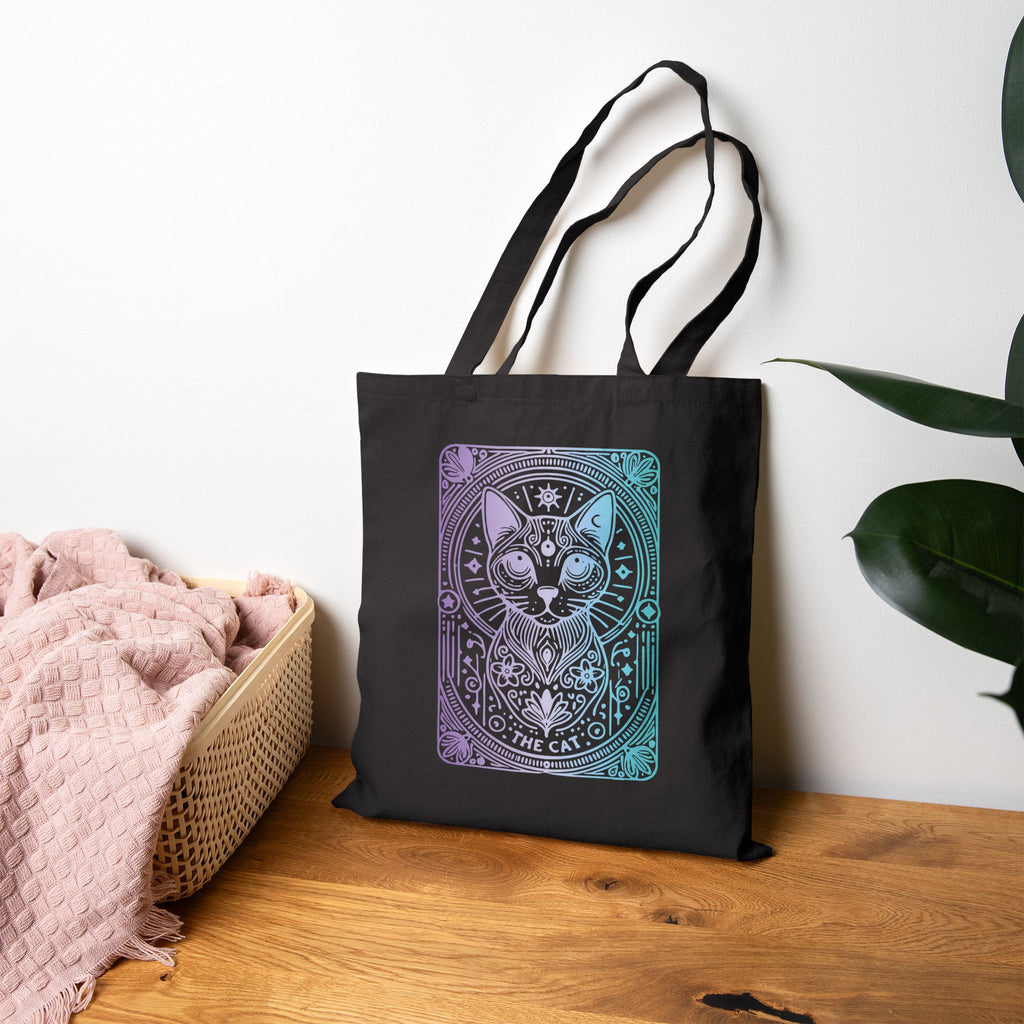 Cat Tarot Tote Bag - Pastel Mystic Cat Canvas Tote