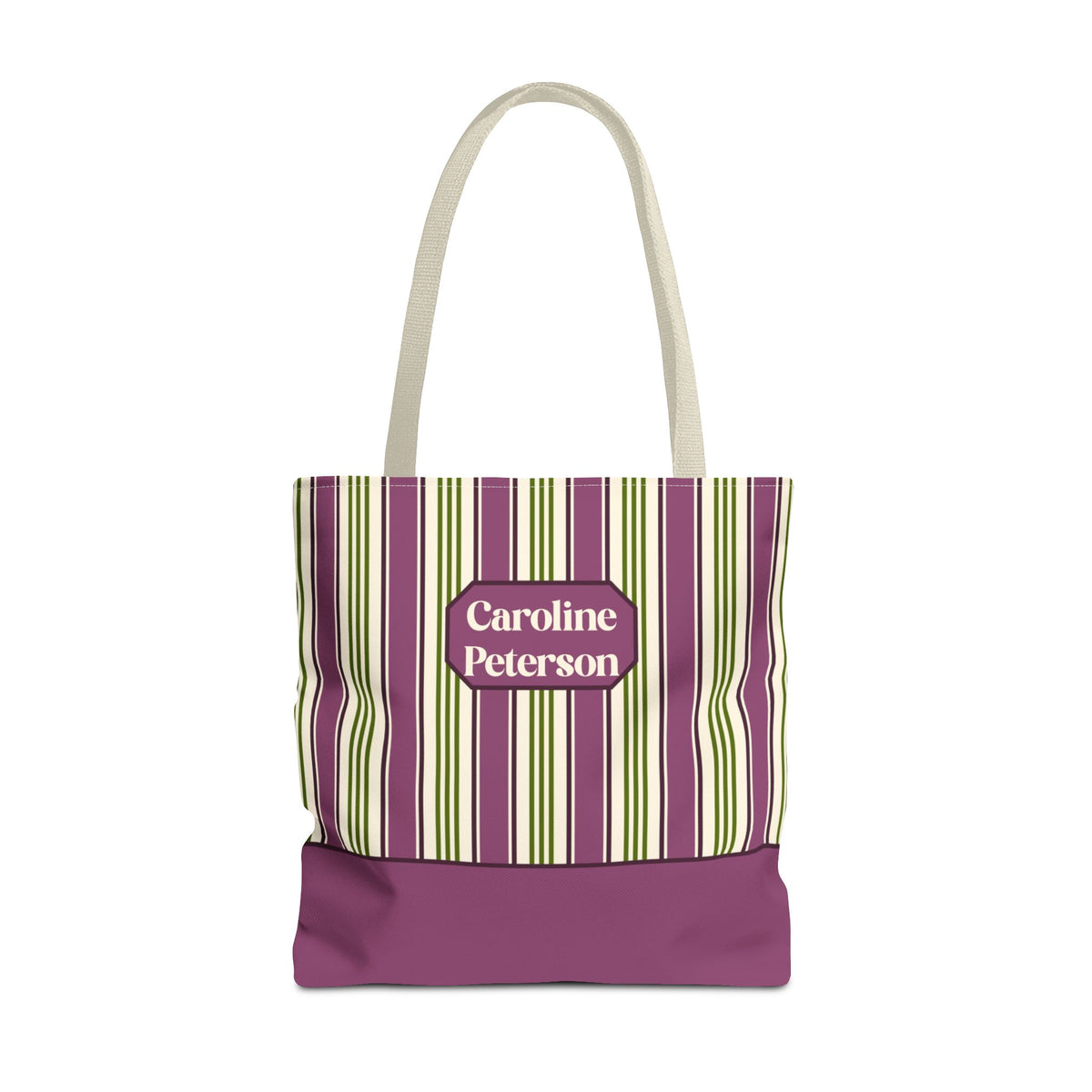 Personalizable Striped Tote Bag - Colorful Green and Purple Stripe Carryall
