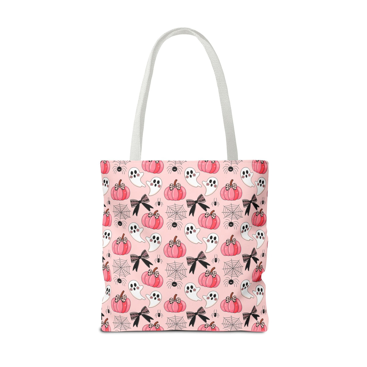 Coquette Pumpkin Halloween Tote Bag - Cute Ghosts and Bows Carryall