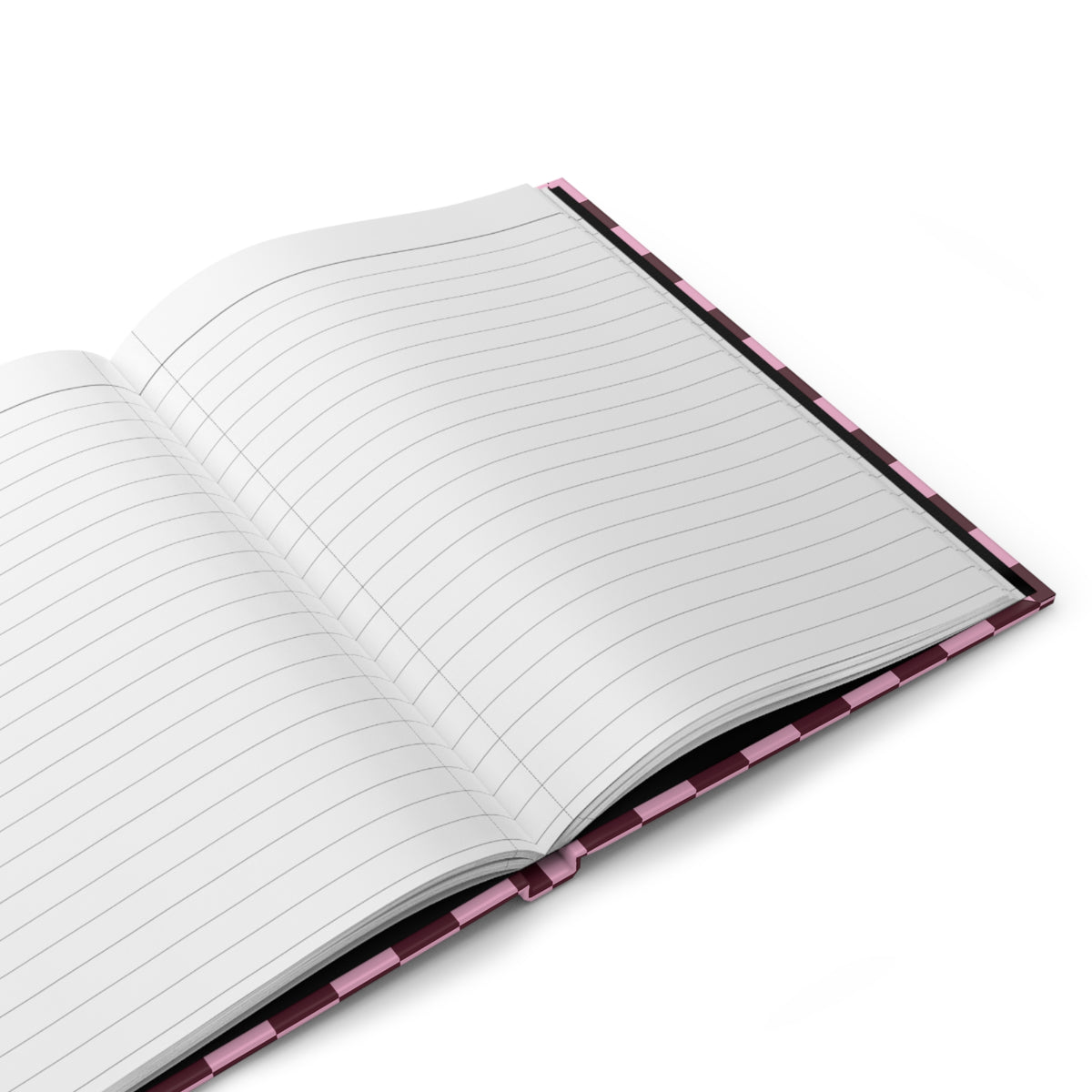 Retro Modern Gothic Skull Checkerboard - Pink and Burgundy Lined Notebook
