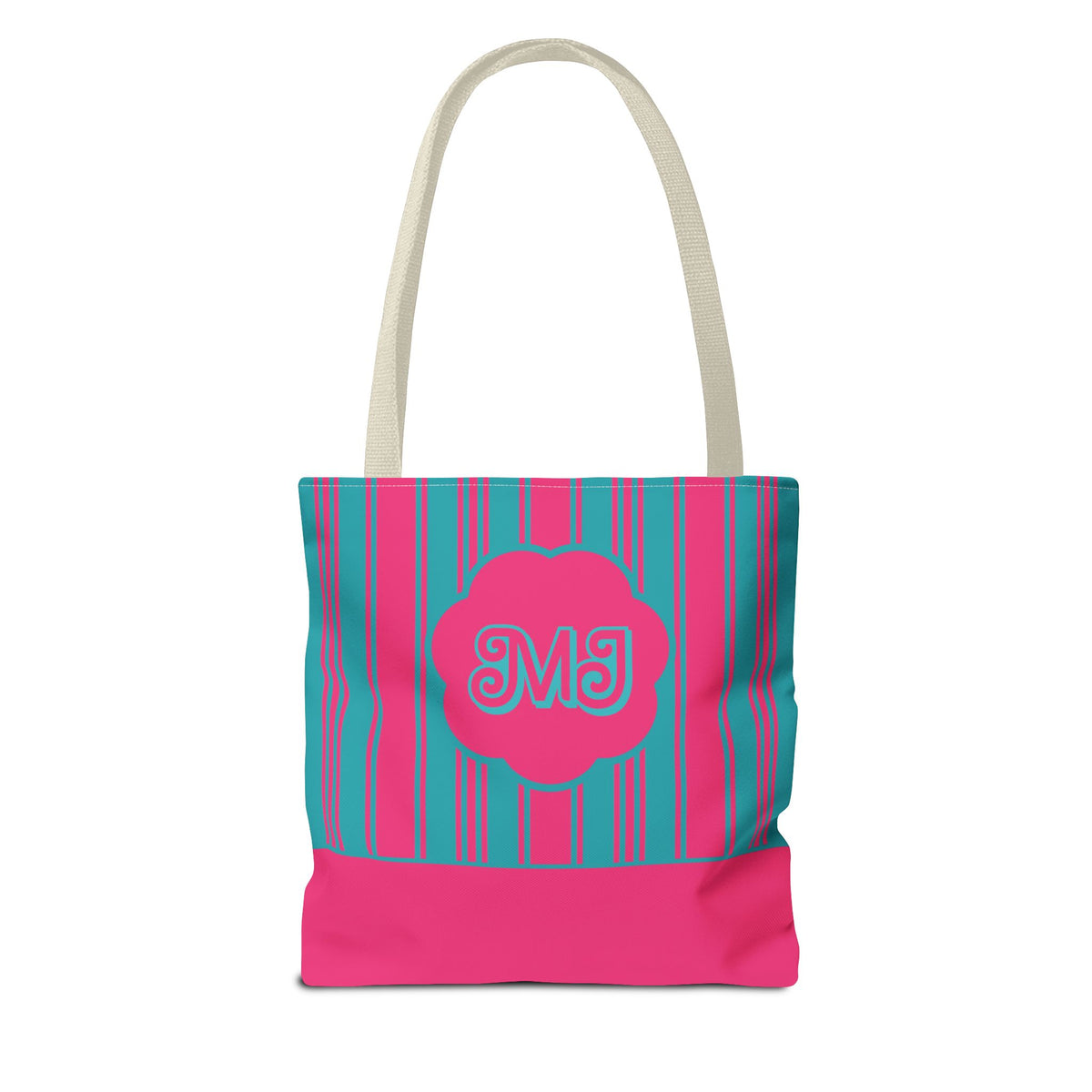 Monogram Pink and Blue Striped Tote Bag — Custom Striped Tote Bag