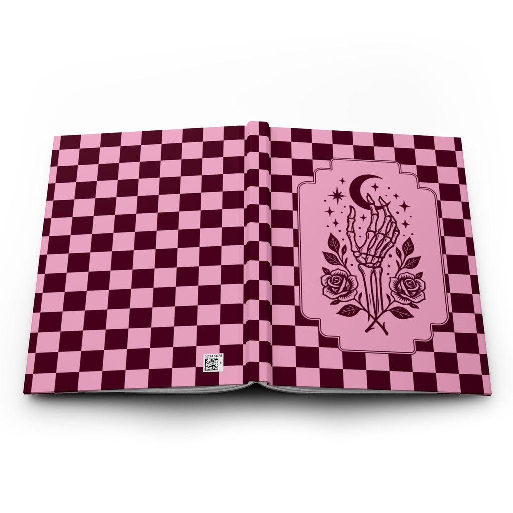 Retro Modern Celestial Skeleton Hand Tableau Hardcover Blank Journal