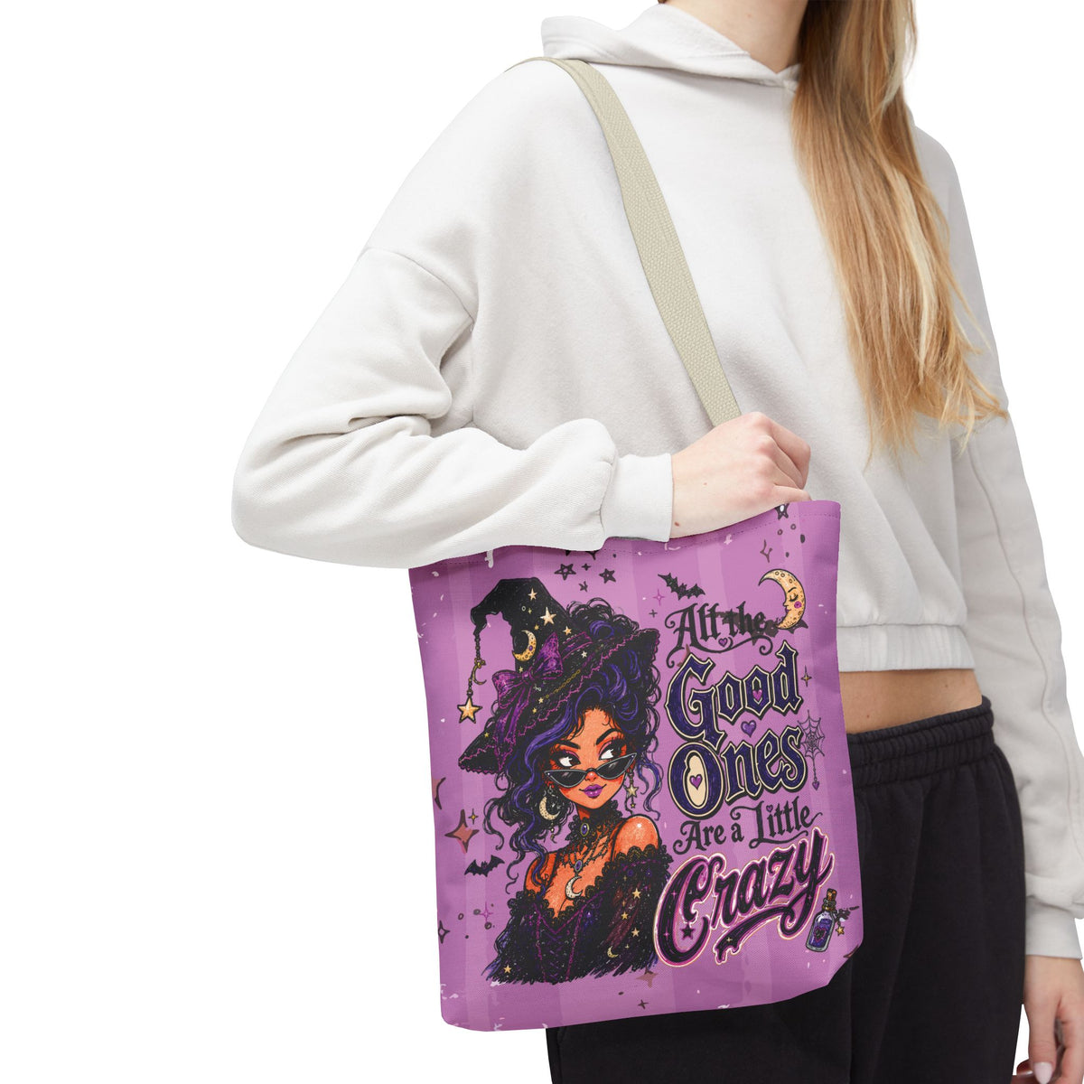 Witchy Purple Tote - “All the Good Ones Are a Little Crazy” Graphic Tote