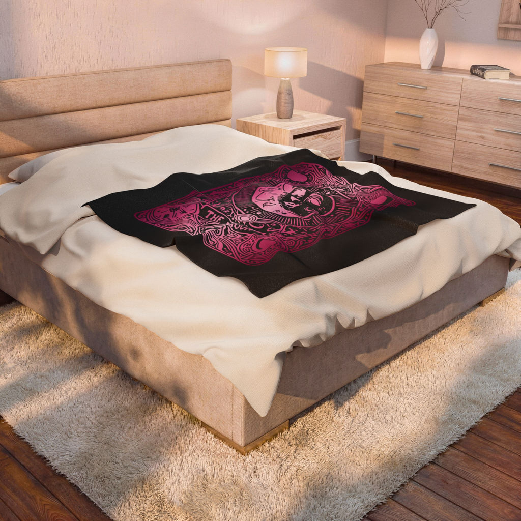 Moon Tarot Velveteen Plush Blanket – Pink Celestial Tarot Design
