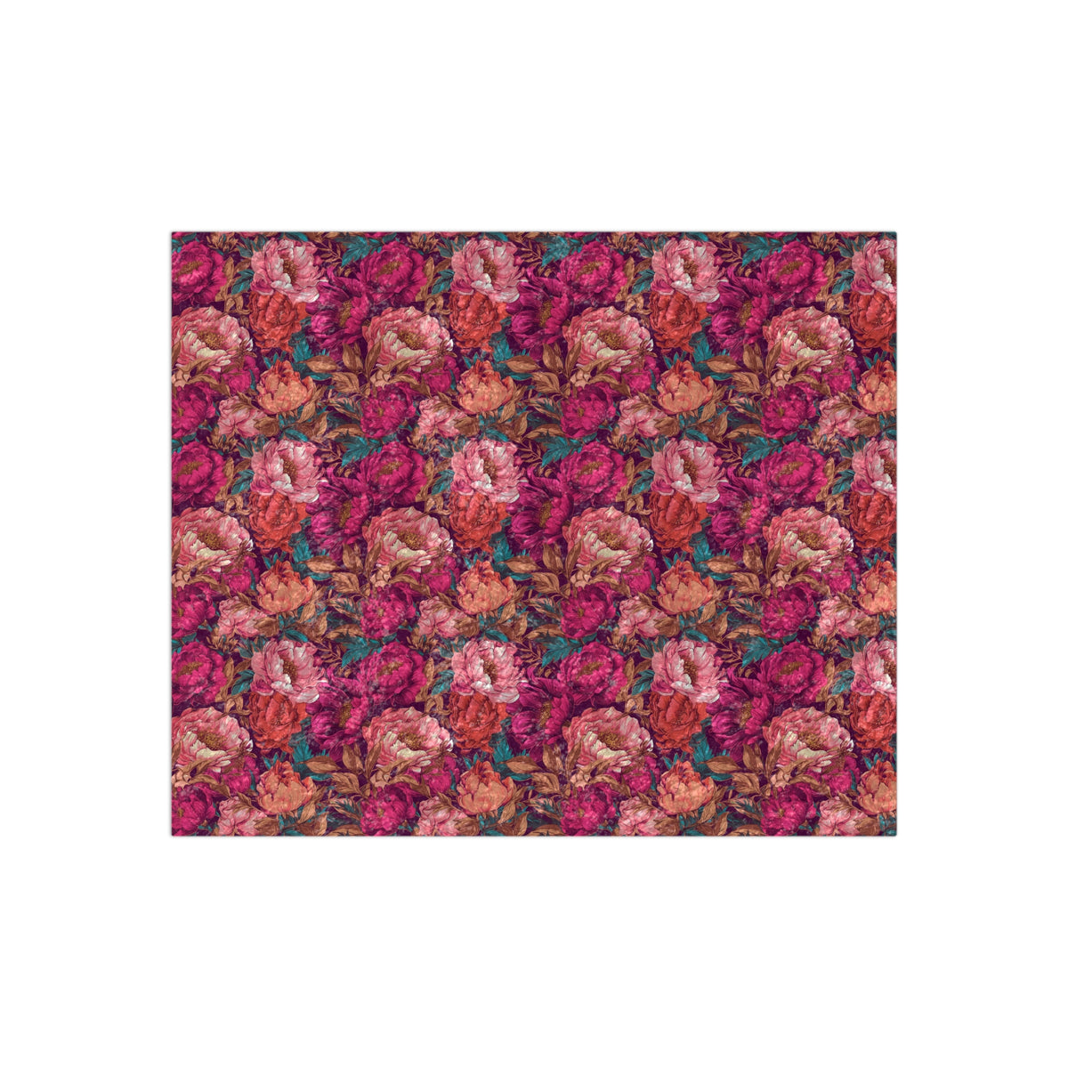 Vivid Magenta Peony Maximalist Crushed Velvet Floral Blanket
