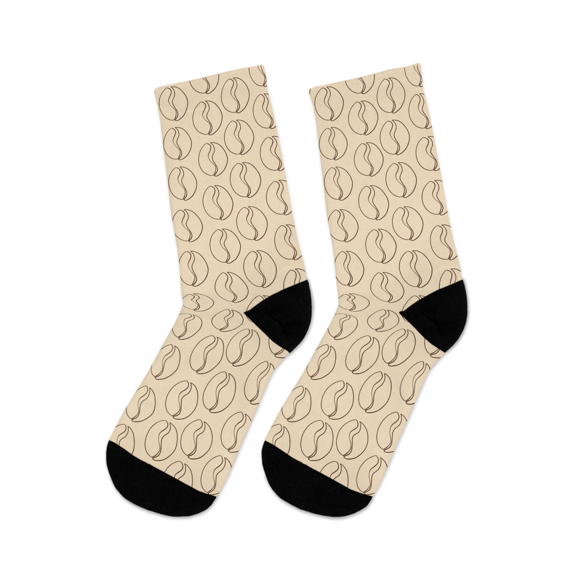 Sophisticated Coffee Lover Socks - Minimalist Coffee Bean Pattern Socks in Cream