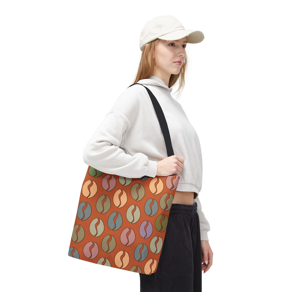 Coffee Lover's Tote - Colorful Coffee Bean Bag in Orange