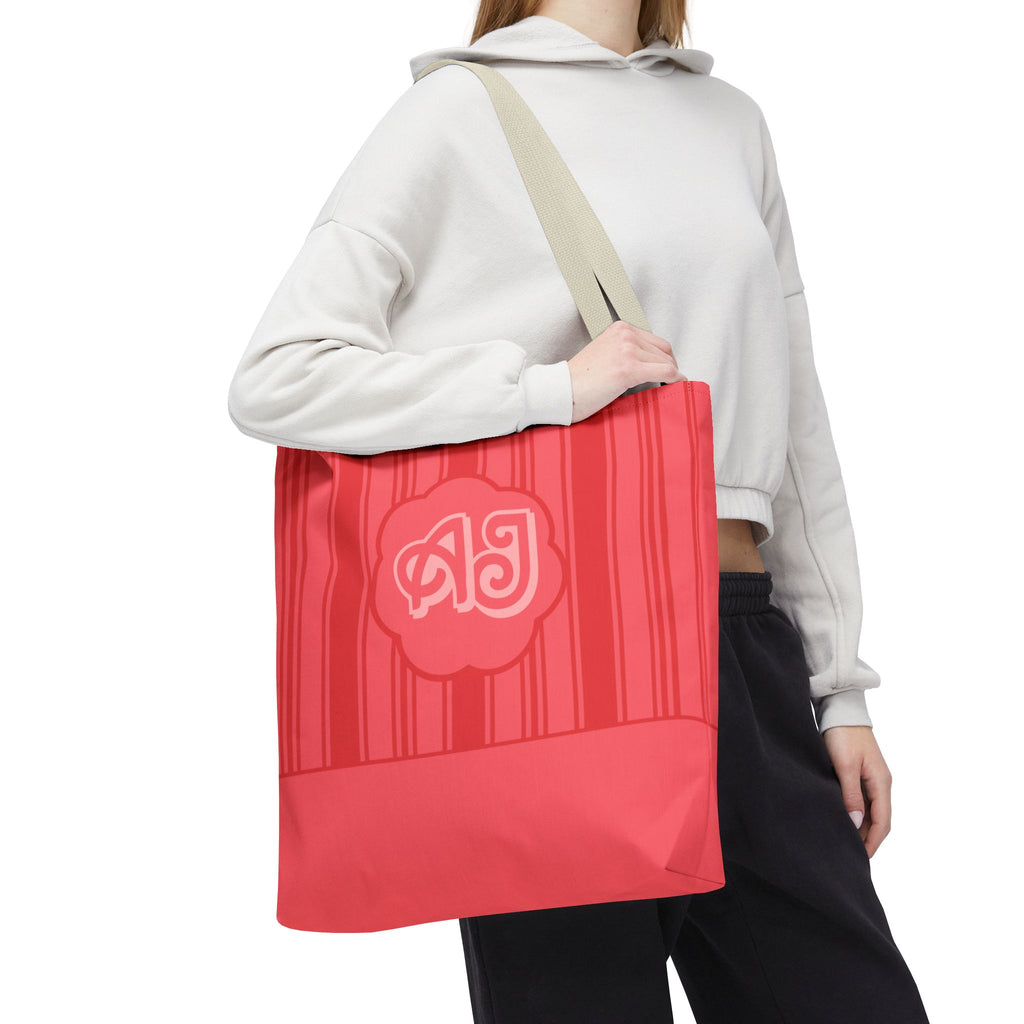 Monogram Pink Striped Tote Bag —Personalizable Market Tote
