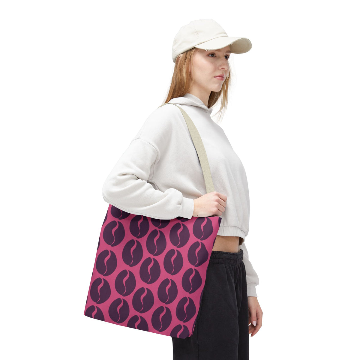 Coffee Lover's Tote - Grape on Pink Coffee Vibes Tote Bag