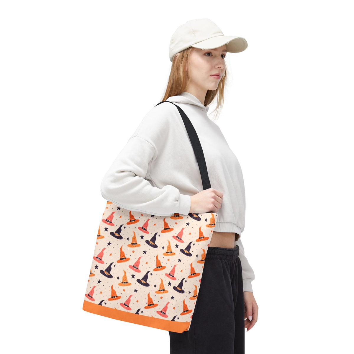 Halloween Witch Hat Tote Bag - Cute All-Over-Print Spooky Pattern