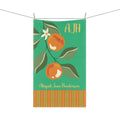 Personalizable Citrus Tea Towel — Name and Monogram Orange Striped Decorative Towel