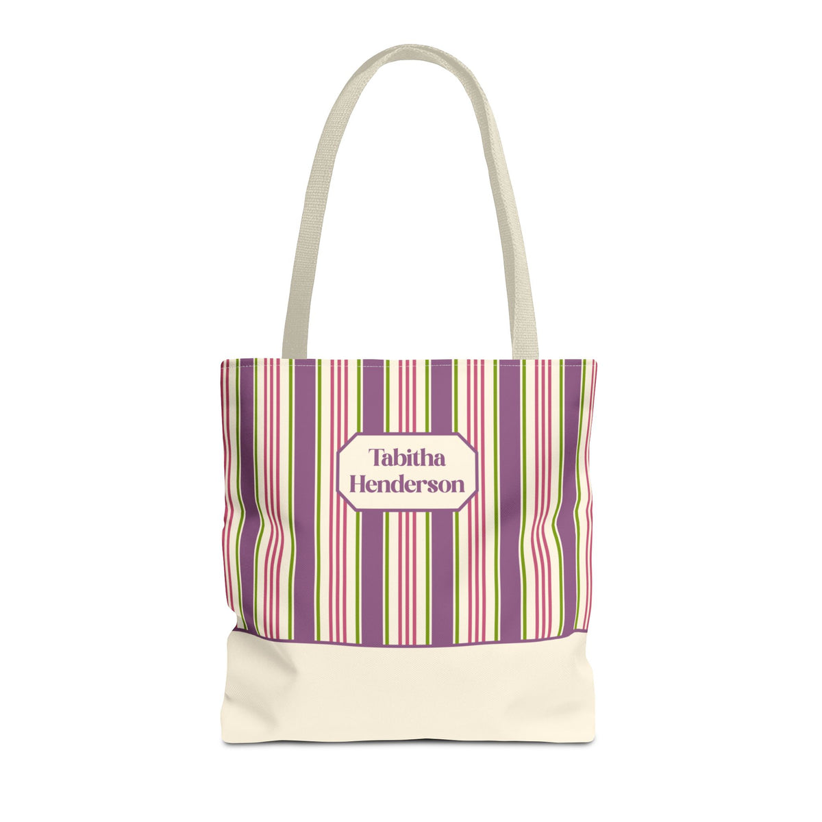 Colorful Striped Tote Bag – Personalizable Purple Pink and Green Tote