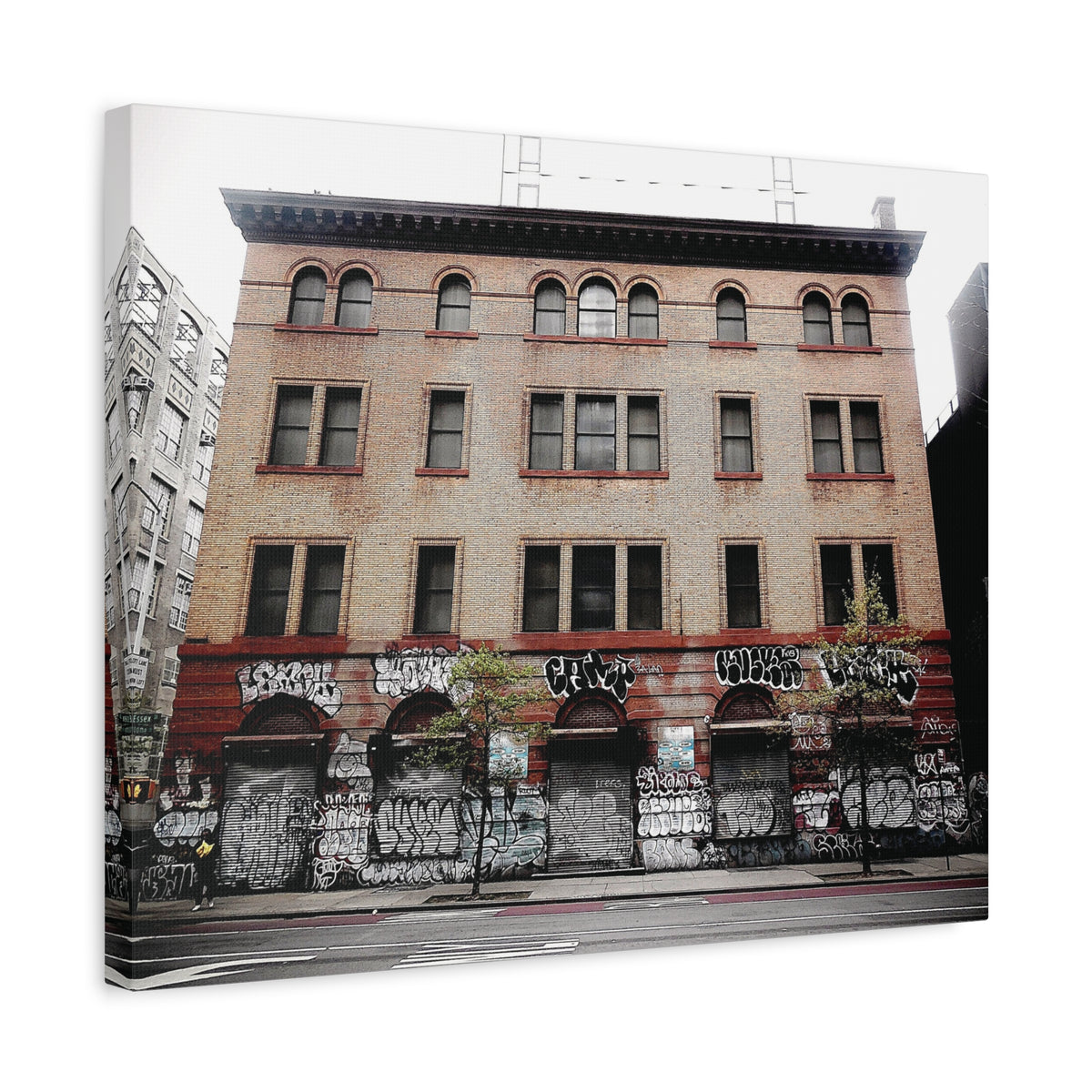 Urban Graffiti Photo Gallery Wrap - Street Level Tagged Building Canvas Wrap