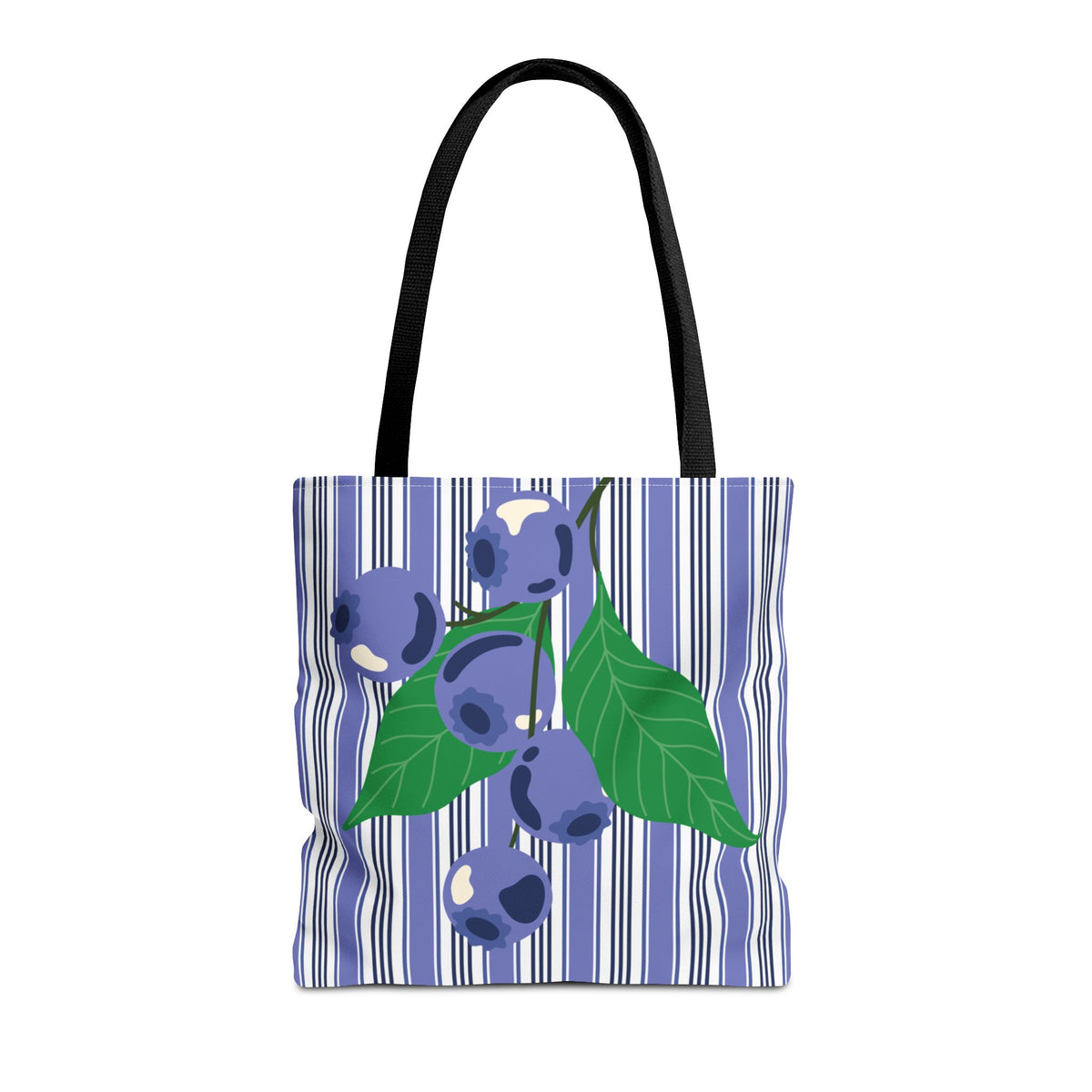Blueberry Stripe Tote Bag - Summer Fruit Market Tote