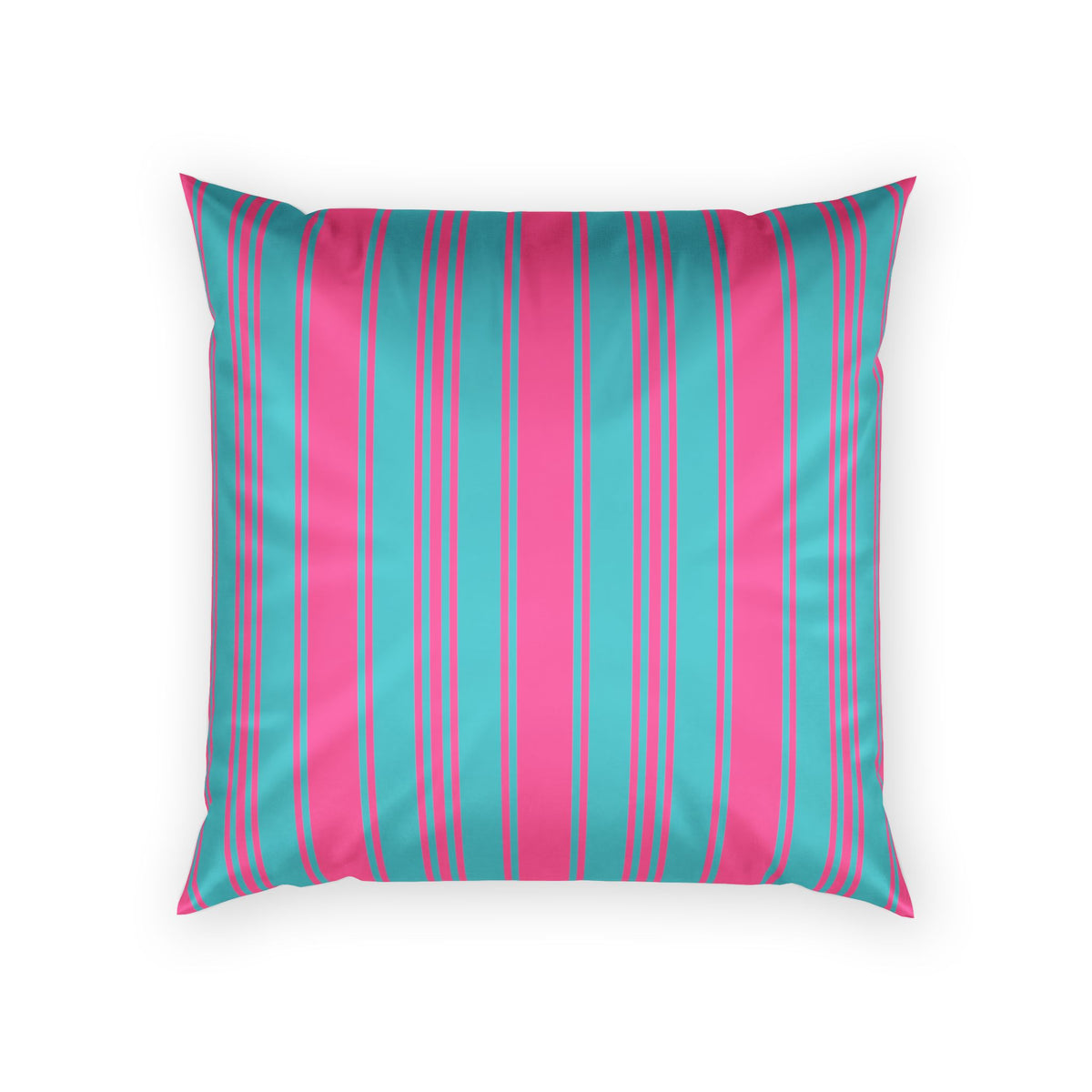 Whimsical Velvet Decor Pillow - Bright Pink and Blue Ticking Stripe Throw Pillow