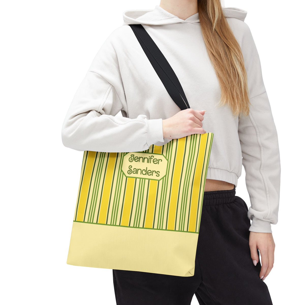 Personalizable Yellow and Green Striped Tote – Bright Summer Market Bag
