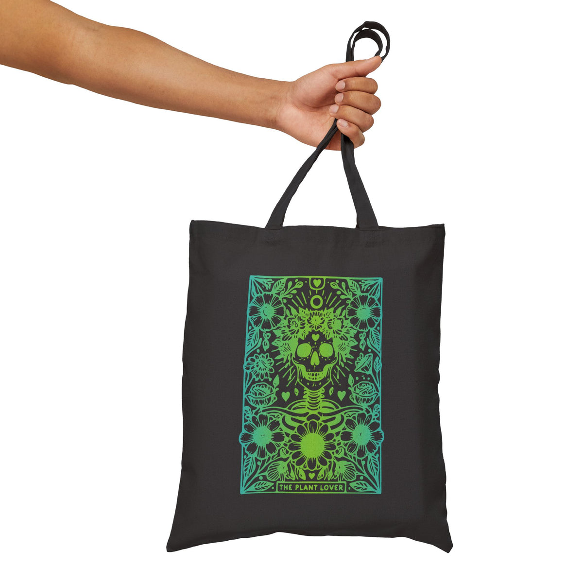 "The Plant Lover" Skeleton Tarot Card Tote Bag