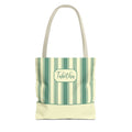 Striped Personalizable Carryall – Retro Mint and Cream Stripe Everyday Tote Bag