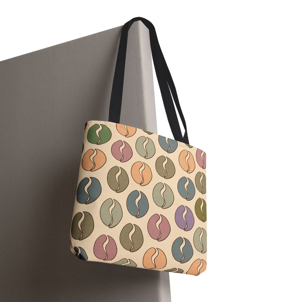 Colorful Coffee Tote Bag - Coffee Lover's Bean Bag in Cream