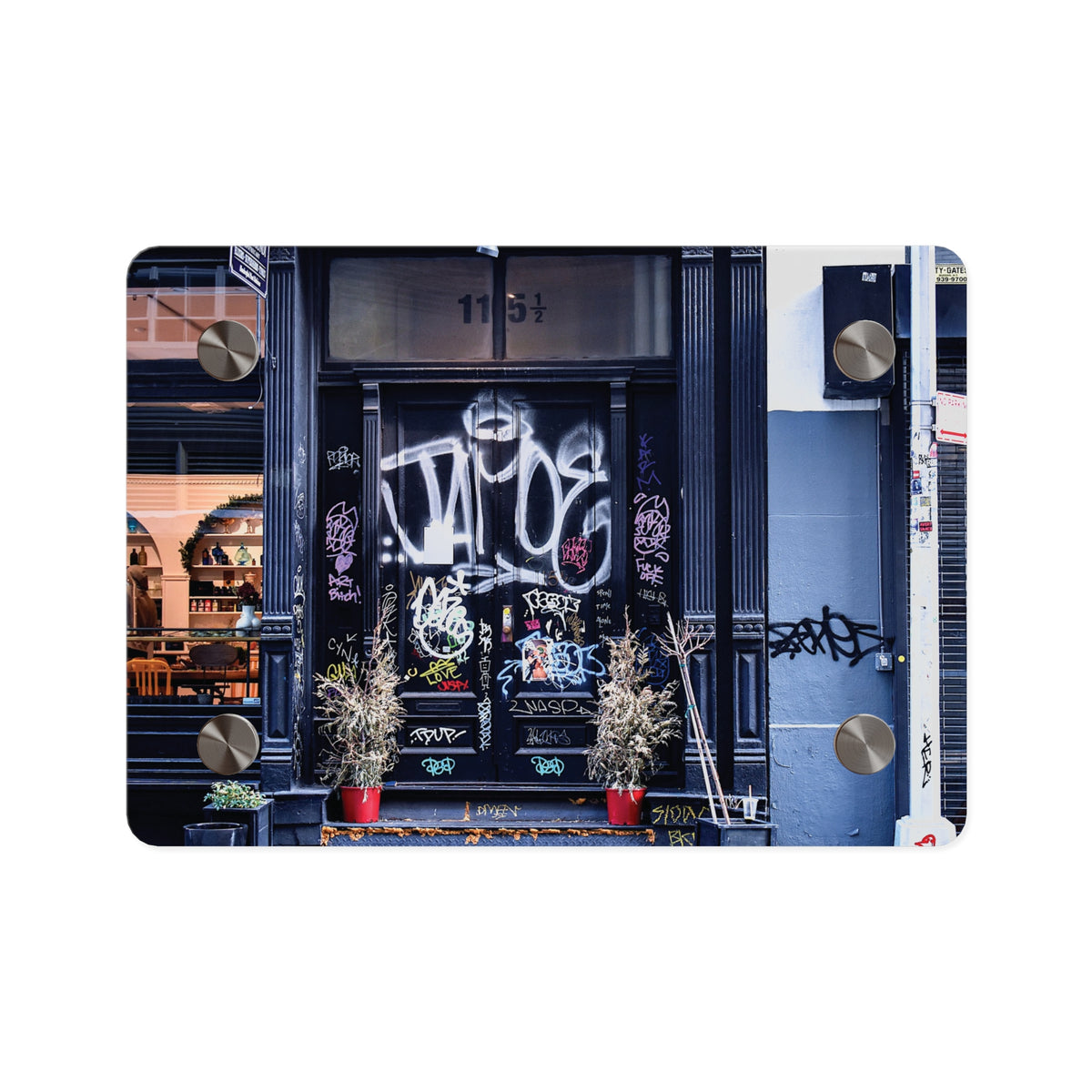 Urban Landscape Acrylic Art - Graffiti Doorways  Wall Art Panel