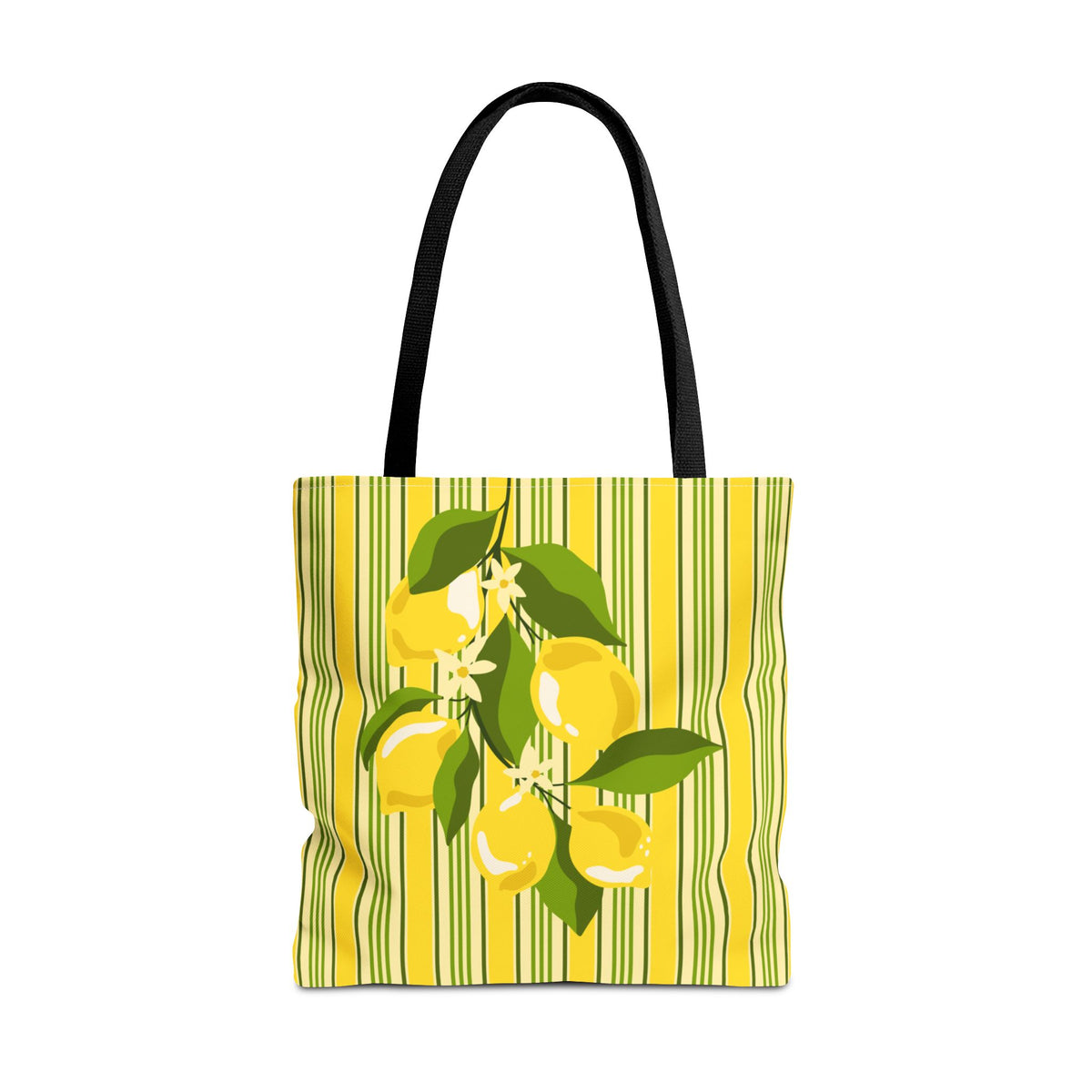 Lemon Stripe Tote Bag - Bright Citrus Summer Market Bag