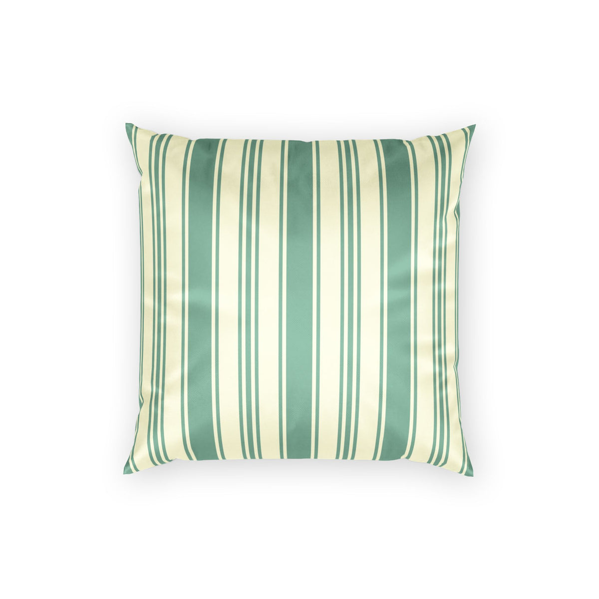 Striped Velvet Pillow - Elegant Mint and Cream Ticking Stripe Throw Pillow