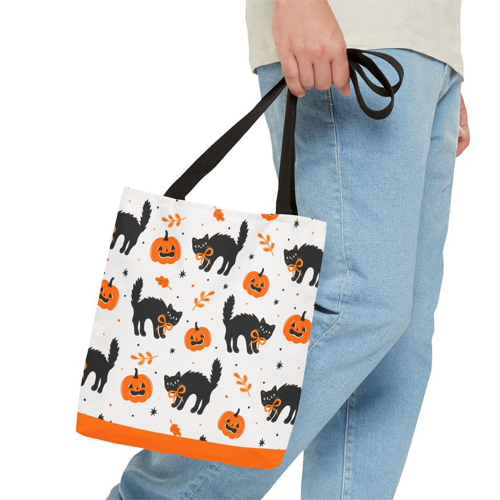 Cute Black Cats and Jack-O’-Lantern Halloween Tote Bag