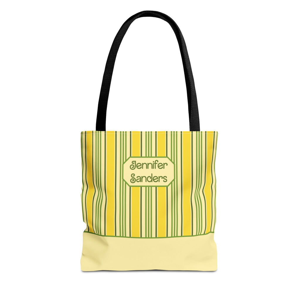 Personalizable Yellow and Green Striped Tote – Bright Summer Market Bag