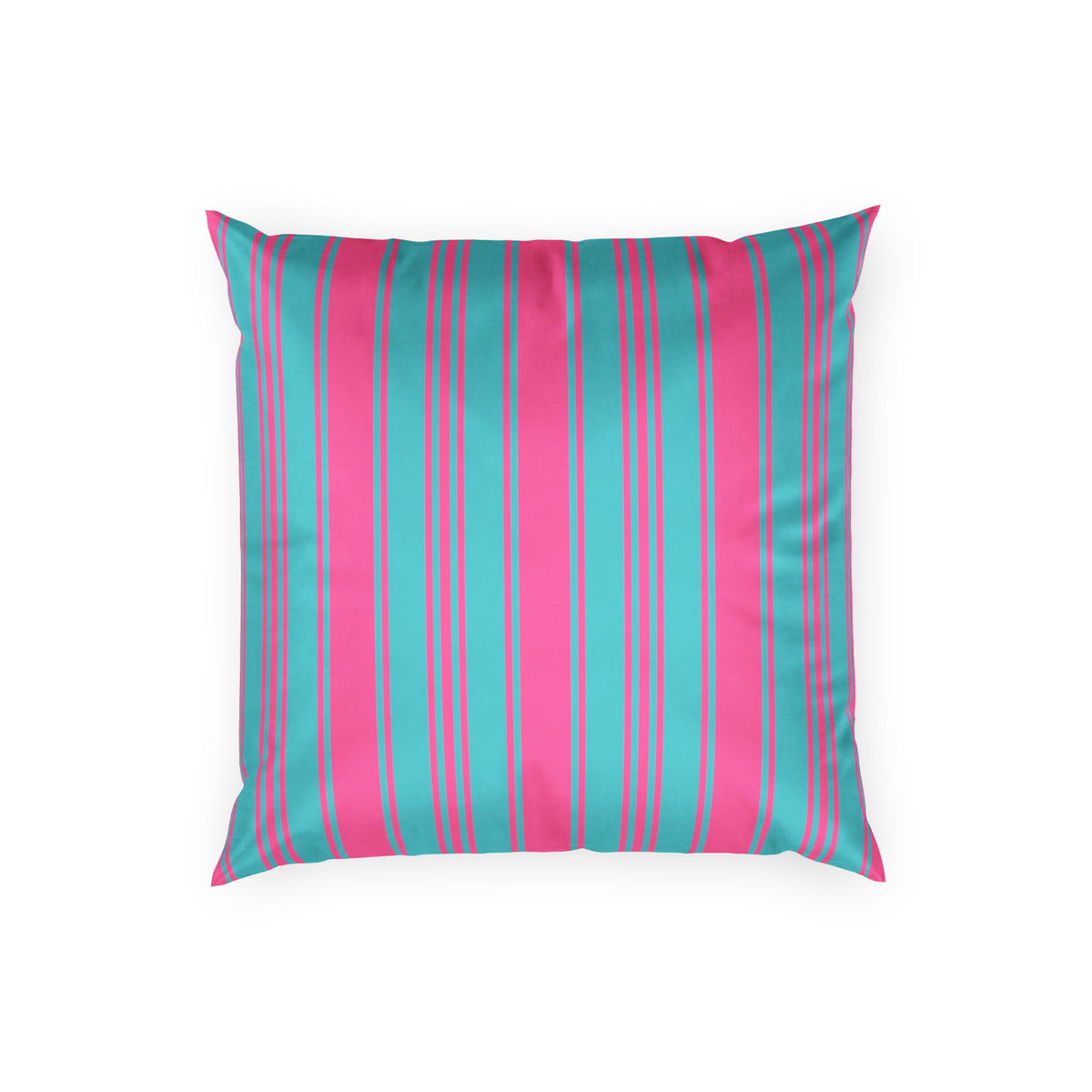 Whimsical Velvet Decor Pillow - Bright Pink and Blue Ticking Stripe Throw Pillow