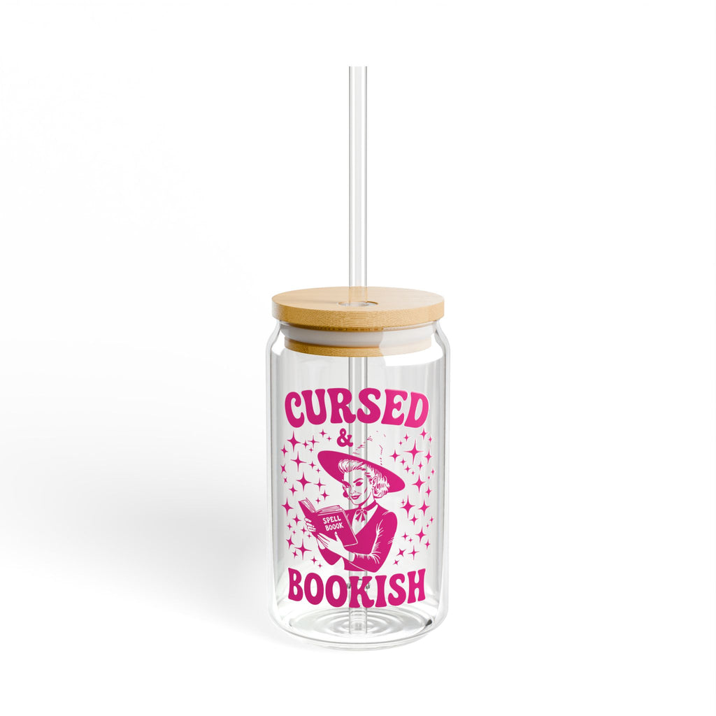 Cursed and Bookish 16oz Sipper Glass – Witchy Reading Lover Tumbler with Straw